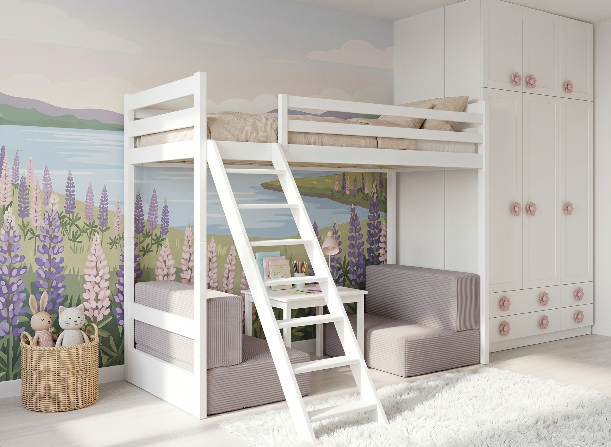 Lit mezzanine SOFENA avec canapé modulable – Lano Meble